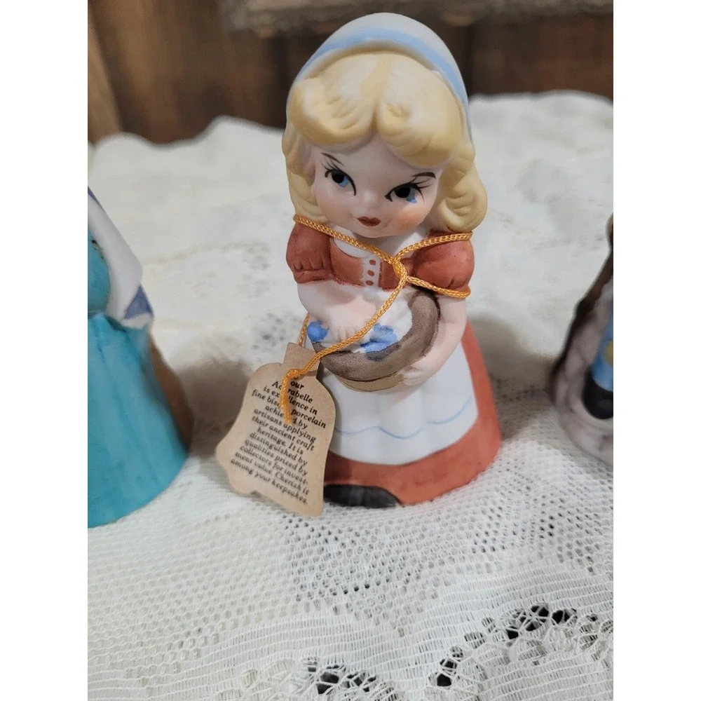 70s Jasco Merri Bells Figurine Lot 3 Winter School Vintage